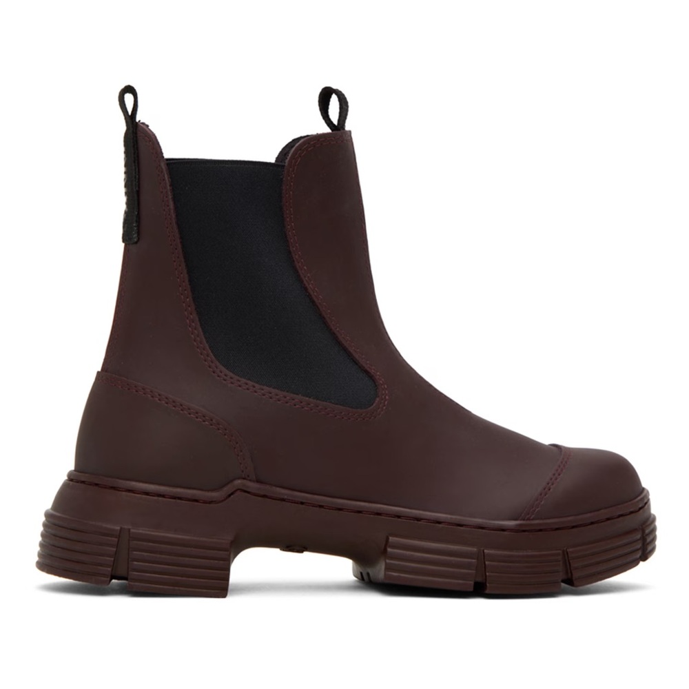 GANNI Burgundy City Boots Waterproof